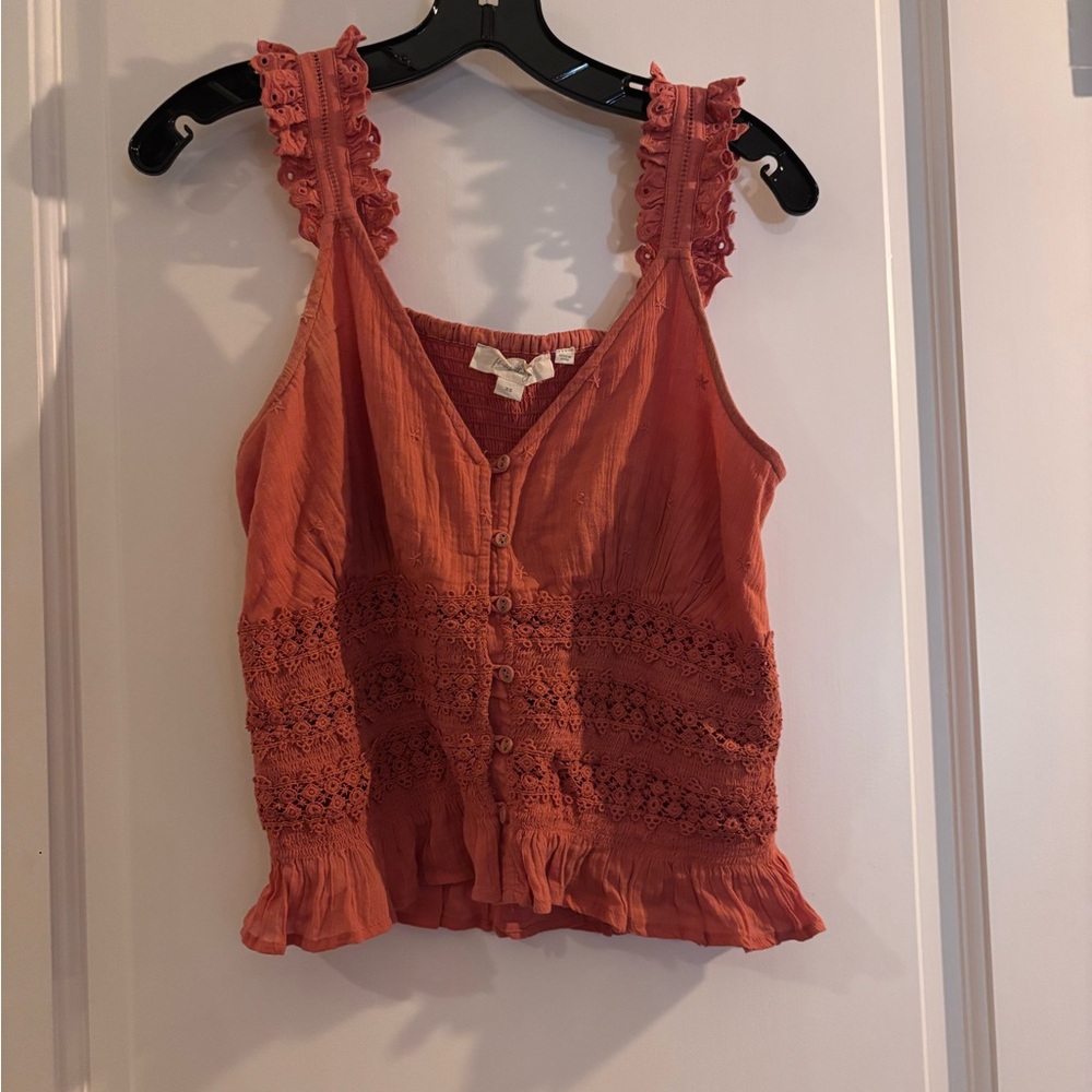 Women's Coral Lace Trim Top